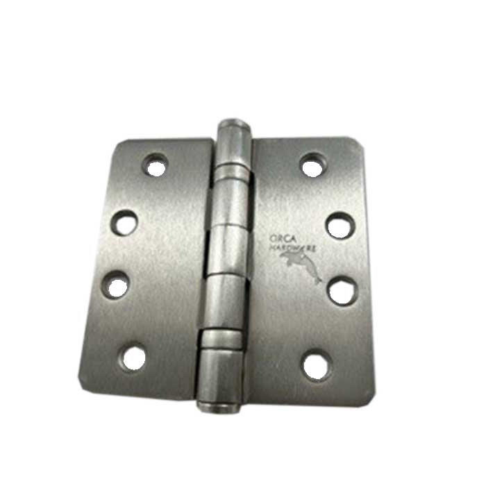 COM4014BB-26 4 x 4 x 0.25 in. Radius Corner Ball Bearing Commercial Steel Hinge - Bright Polished Chrome