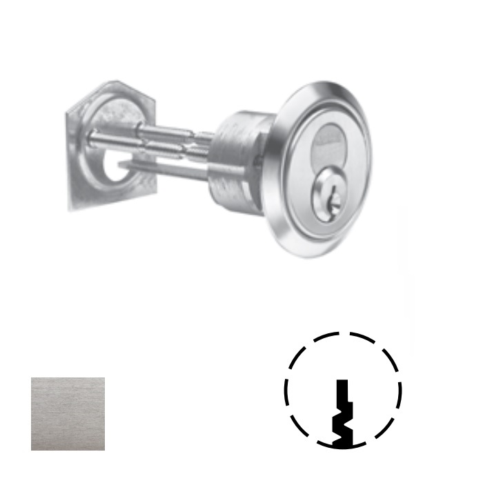 CR3080-178-6-60-626 1.87 in. tailpiece 6-Pin 60 Keyway 0-Bitted 3080 Interchangeable Core Rim Cylinder - 626 Satin Chrome