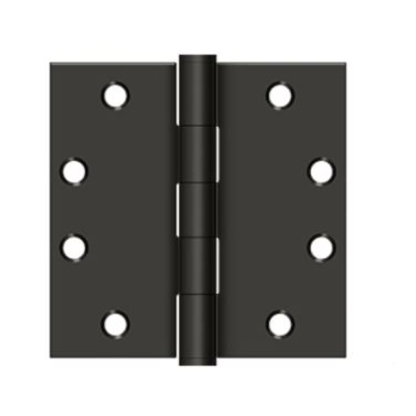 COM4545-19 4.5 x 4.5 in. Square Corner Plain Bearing Commercial Steel Hinge - Matte Black