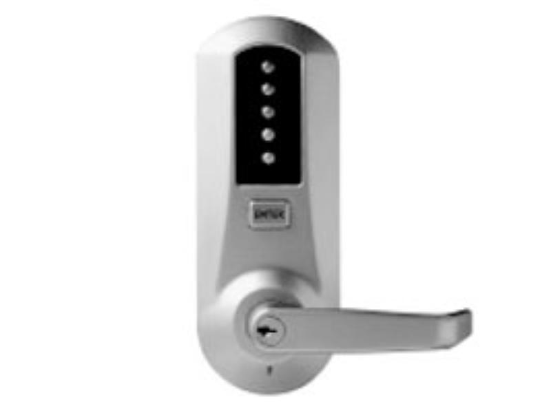5041-XS-WL-26D-41 5000 Series Mechanical Pushbutton Cylindrical Lever Lock with 2.75 in. Backset, 626-US26D Satin Chrome - 5.1 in.