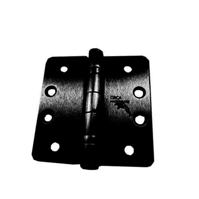 COM4014BB-19 4 x 4 x 0.25 in. Radius Corner Ball Bearing Commercial Steel Hinge - Matte Black