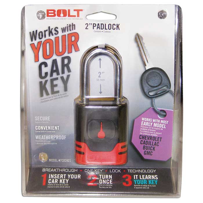 Strattec Security 7018517 Bolt Auto Key Codeable Padlock for GM 75 Groove