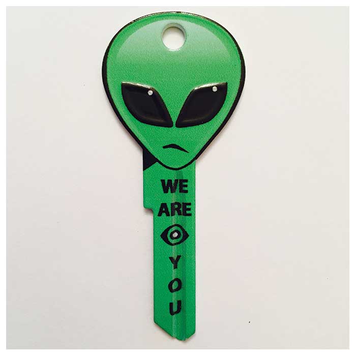10669 KW1-KW10 Green Alien Head Space Key Blank