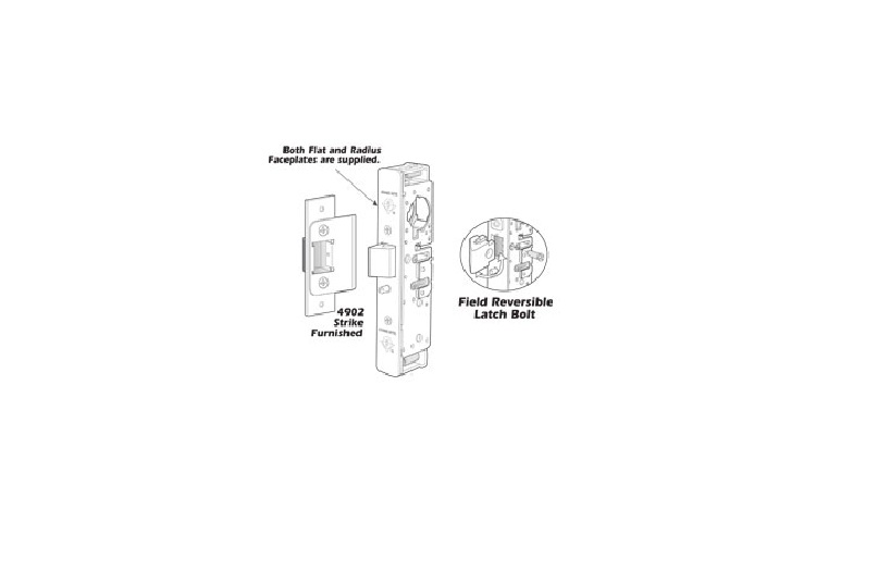 4913-26-IB 0.96 in. Backset x Right Hand Latch Body without Faceplate
