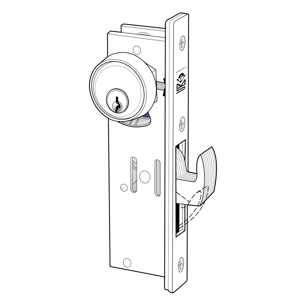 MS1853S-450-IB Backset x Mortise Hookbolt without Faceplate - 1.5 in.