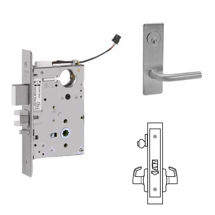 ML20914 Mortise Single Cylinder Both Grips Lock Electrified Regis Lever Lockset x REX - M Escutcheon - Less Cylinder - 626 Satin Chrome