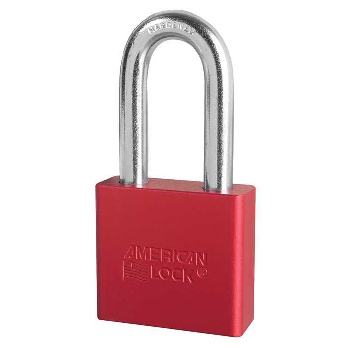 A1306-RED-KD 2 in. Body & 2 in. Shackle Rekeyable Aluminum Safety Padlock - Keyed Different - Red