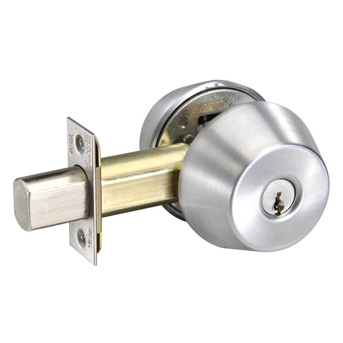 D221-626 2.37 in. D200 Series Grade 2 Cylinder PARA-E1R Keyway Deadbolt - 626 Satin Chrome