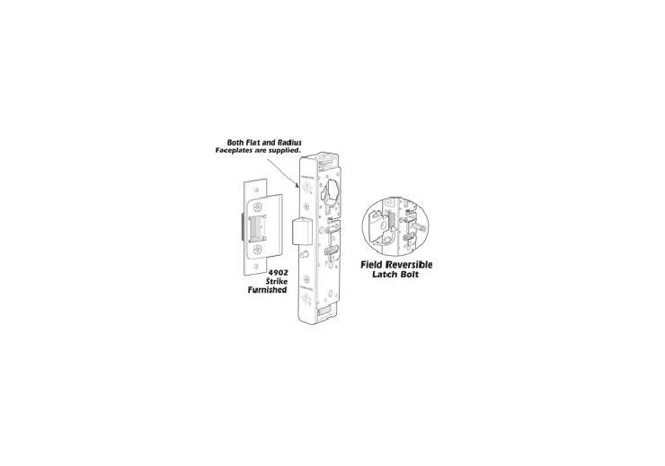 4913-35-IB 1.12 in. Backset x Left Hand & Right Hand Reverse Less Faceplate Strike Heavy-Duty Deadlatch Body