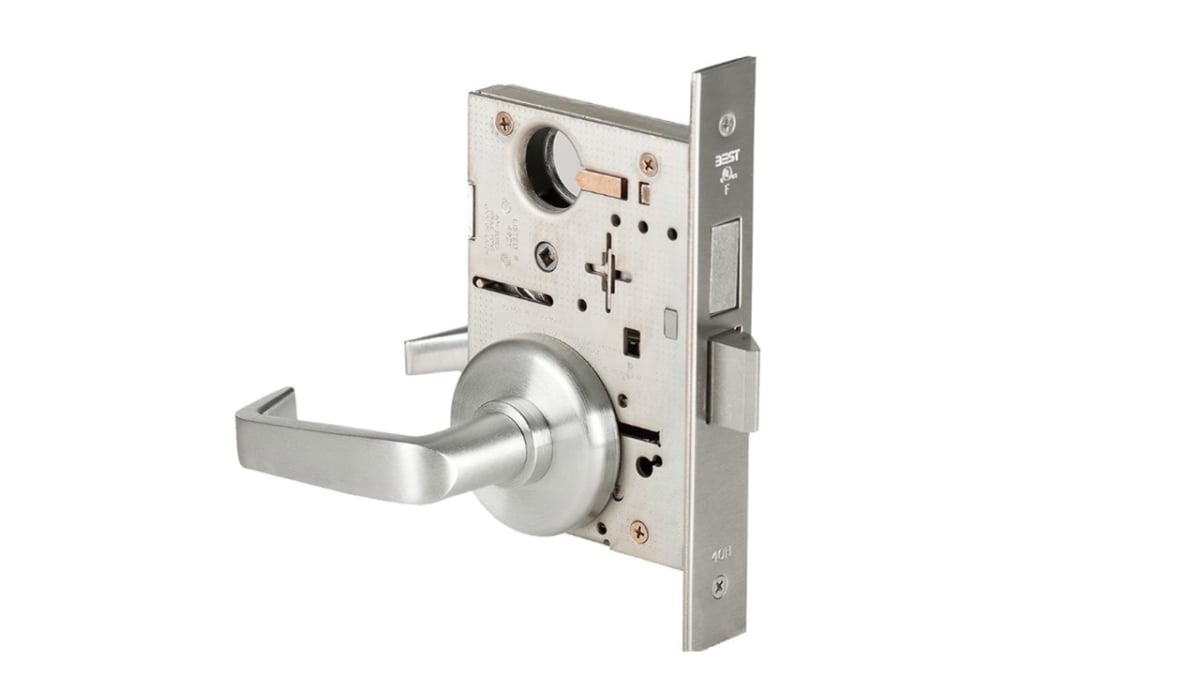 45H-0-L-15-H-626 15 Lever Style H Rose 45H Series Privacy Mortise Lock, 626-US26D Satin Chrome