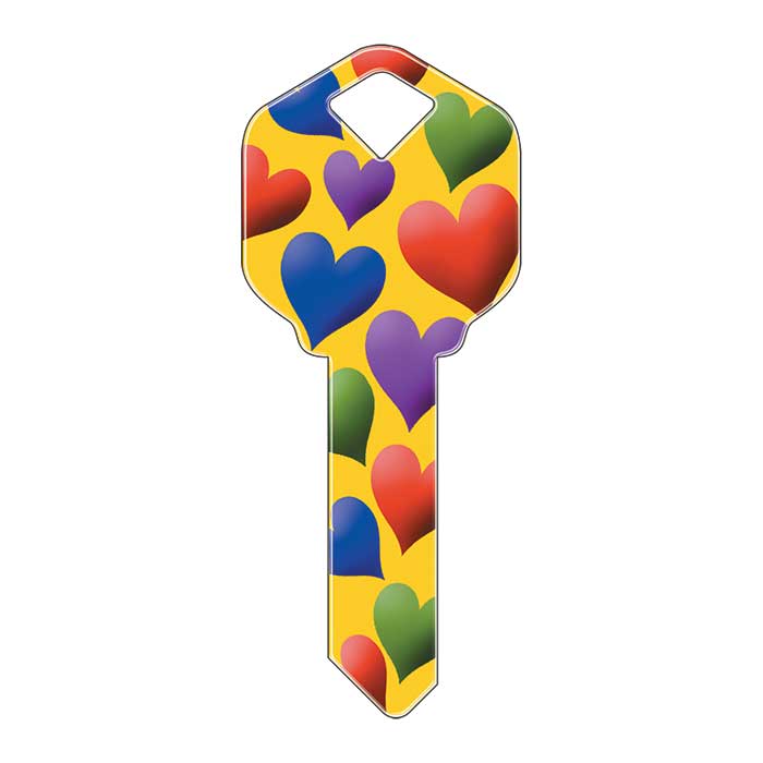 KW-HK12 3.3 in. Happy Keys Hearts Key Blank