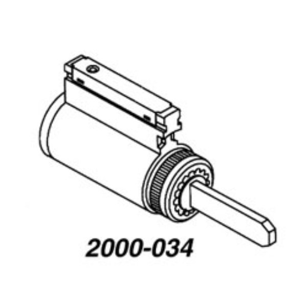 CR2000-034-6-77B2-606 6-Pin 77B2 Keyway 0-Bitted CL3400-CL3600 Series Key-in-Lever Cylinder - 606 Satin Brass