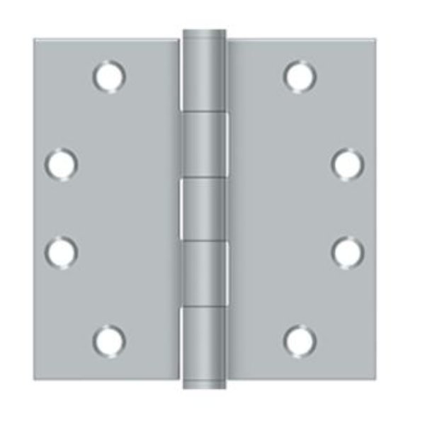 COM4545-26D 4.5 x 4.5 in. Square Corner Plain Bearing Commercial Steel Hinge - Satin Chrome