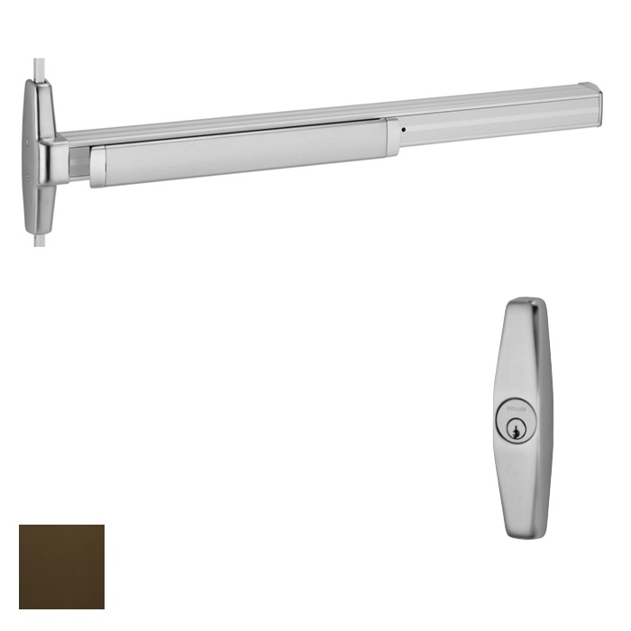 3327A-NL-OP-3FT-313-388NL 3 x 7 ft. 33A Series Surface Vertical Rod Exit Device with Night Latch Trim - 710 Duranodic Dark Bronze