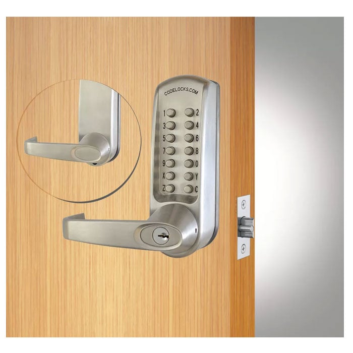 CL610BB-BS Tubular Mechanical Pushbutton Cylindrical Lock with Back-to-Back Keypads - Brushed Steel