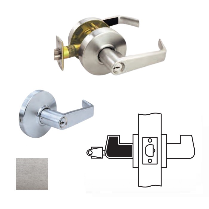 RL Series Standard Duty Cylindrical Lever Lock with IC Prep & 1.125 in. Square Corner UL & 2.75 in. Backset, 626-US26D Satin Chrome