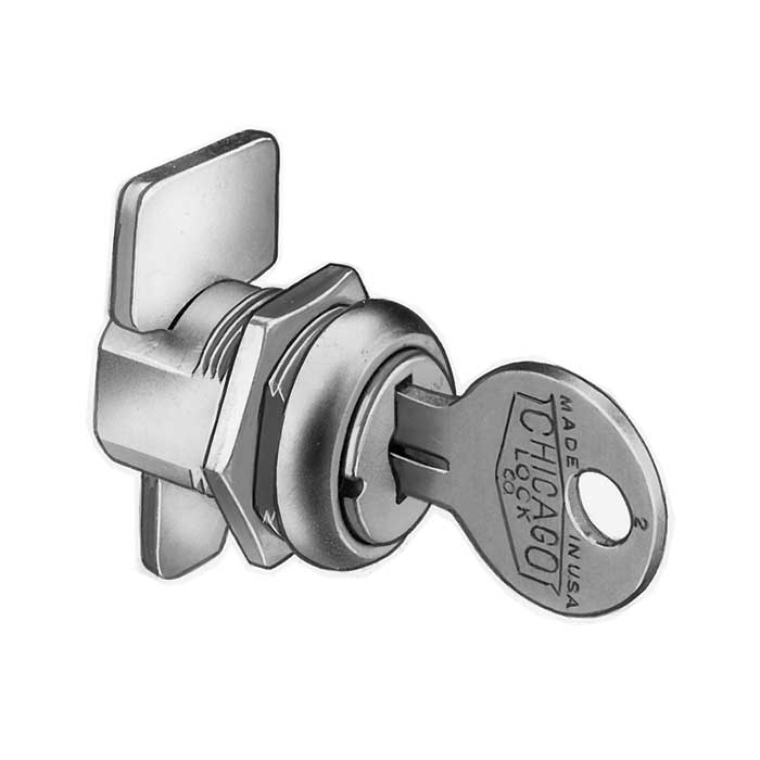 C1974-KD 0.59 in. Chicago Bolt-Type Cabinet Drawer Lock - Keyed Different - Satin Chrome