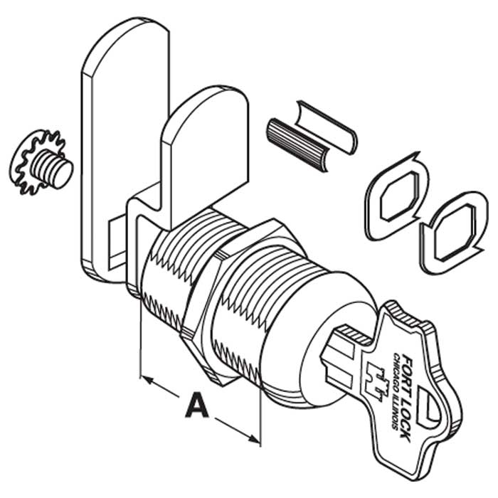 MFW29078-KA3012 0.87 in. Fort Cylinder Double-Bitted High-Security Cam Lock - 5-Pin Tumbler - Keyed Alike 3012 - Stainless Steel