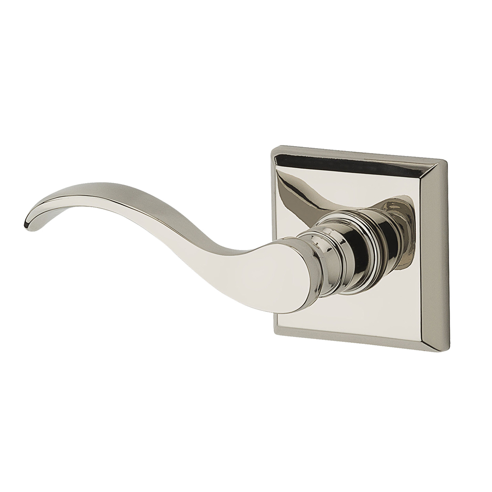 HD-CUR-L-TSR-055 Half Dummy Curve Leverset with Traditional Square Rose - Left Hand - Lifetime PVD Polished Nickel