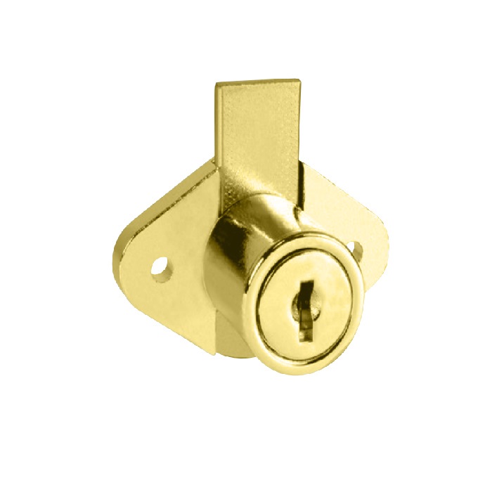 C8706-3-KD 0.93 in. Disc Tumbler Drawer Lock - Spring Bolt Type - Keyed Different - Bright Polished Brass