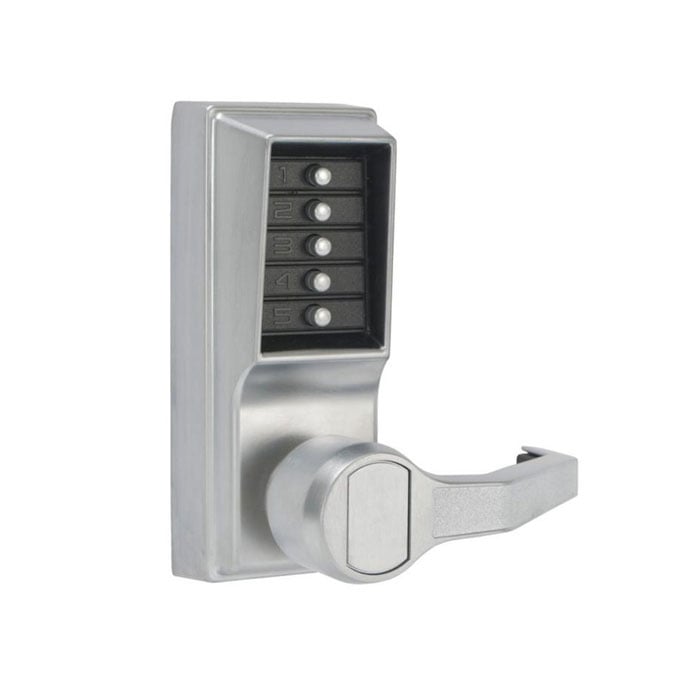 L1000 Series Right Hand Reverse Mechanical Pushbutton Cylindrical Lever Lock with 2.75 in. Backset, 626-US26D Satin Chrome - 8.15 in.