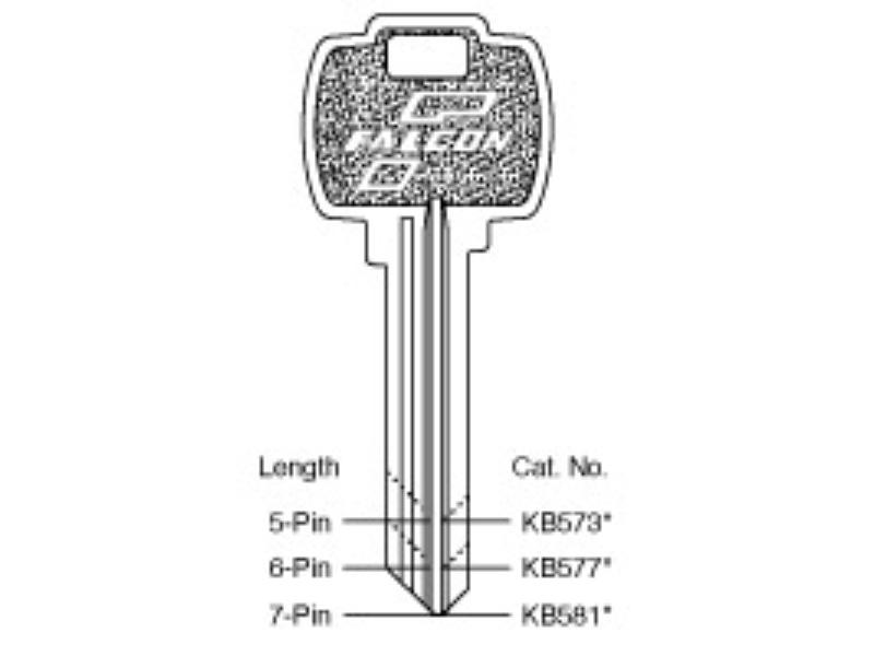 KB577-K K Keyway 6-Pin Standard Key Blank