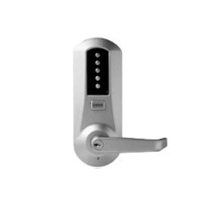 5031-C-WL-26D-41 5000 Series Mechanical Interior Combination Pushbutton Cylindrical Lever Lock with 2.75 in. Backset, 626-US26D Satin Chrome