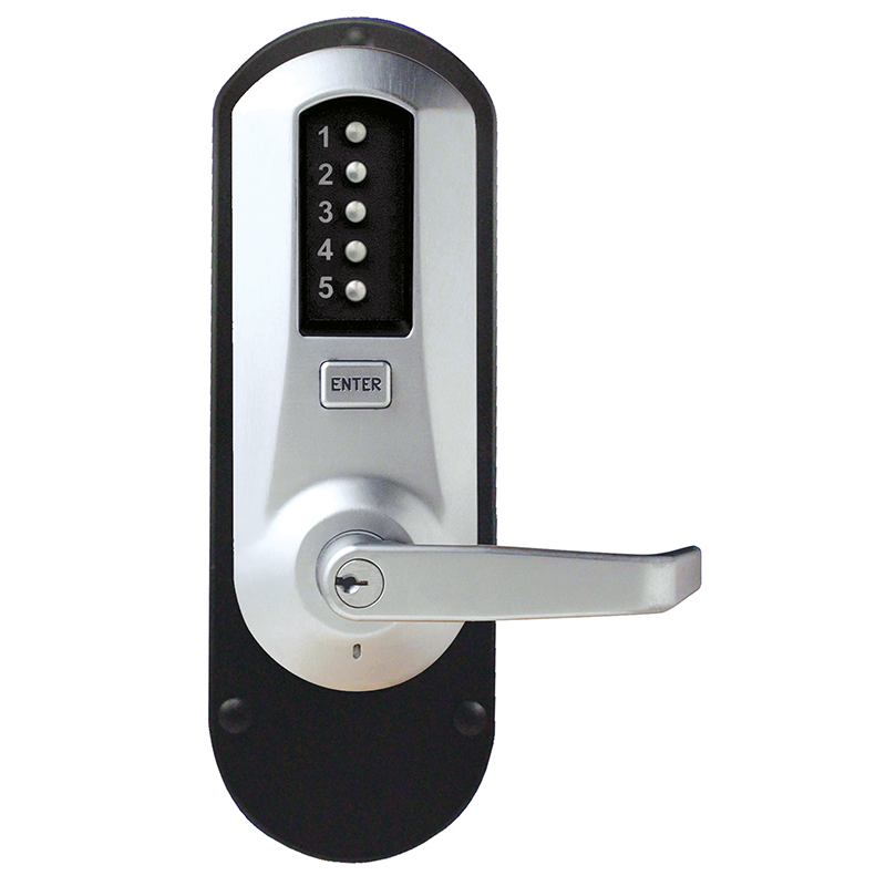 5010-R-WL-26D-41 5000 Series Mechanical Pushbutton Exit Trim with R Lever, 626-US26D Satin Chrome