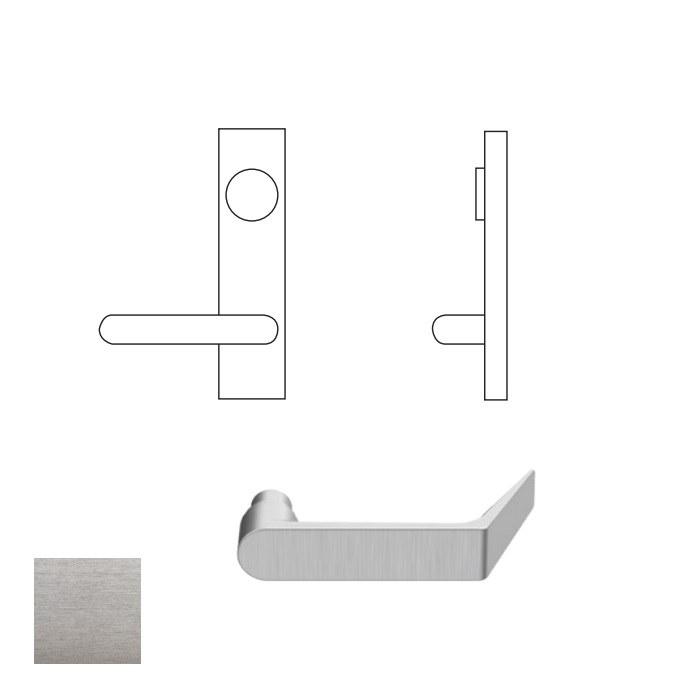 510L-26D-LHR-DAN 5.3 in. 25 Series Left Hand Reverse Exit Device Lever Trim, 626-US26D Satin Chrome