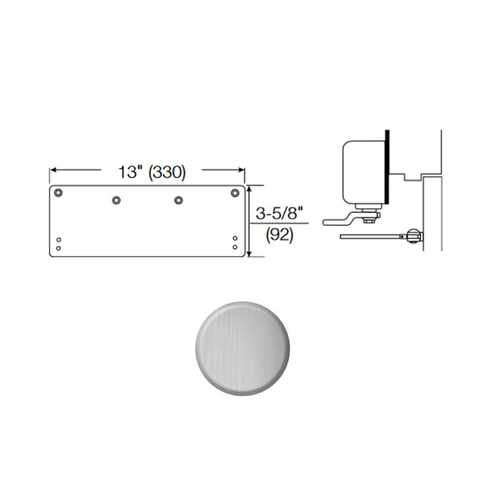 3148-689 Door Closer Drop Plate - Keyway - 689 Aluminum Painted
