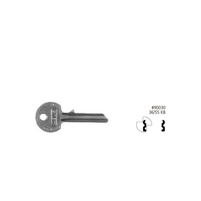 36-55KBR 36-55 Brass Nickel Plated Right Hand Key Blank