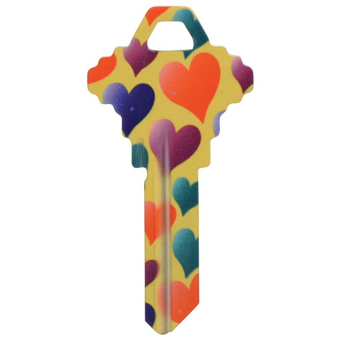 SC1-HK12 3.4 in. Happy Keys Hearts Key Blank