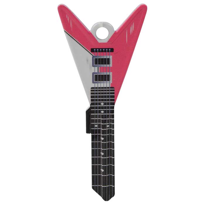 4682-ROCKIN SC1 Keyway Pink Flying V Guitar Key Blank
