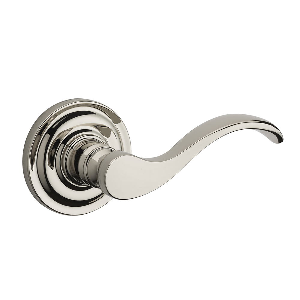 HD-CUR-R-TRR-055 Half Dummy Curve Leverset with Traditional Round Rose - Right Hand - Lifetime PVD Polished Nickel
