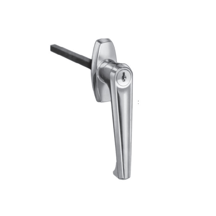 C8749-26D 4 x 0.18 in. Spindle Keyed L-Handle - Rear Mount - Satin Chrome