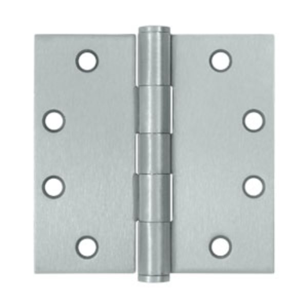 COM4040-26D 4 x 4 in. Square Corner Plain Bearing Commercial Steel Hinge - Satin Chrome