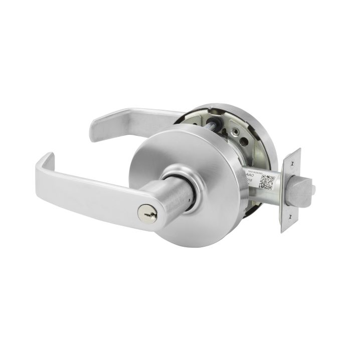 10X Line G04 Storeroom & Closet Function Lockset - L Rose & L Lever - 2.37 in. Backset - No.808 ANSI Strike - LA Keyway - 626 Satin Chrome