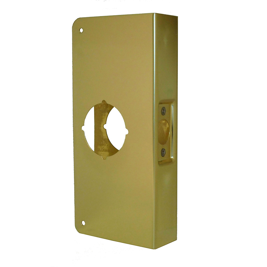 Don Jo Manufacturing 2-CW-PB 4 x 9 in. Wrap Around Plate for Cylindrical Locks - Polished Brass