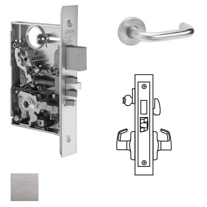 ML2065-LSA-626 ML2065 Mortise Dormitory with LS-Lustra Lever Lockset Body - A Rose - 626 Satin Chrome