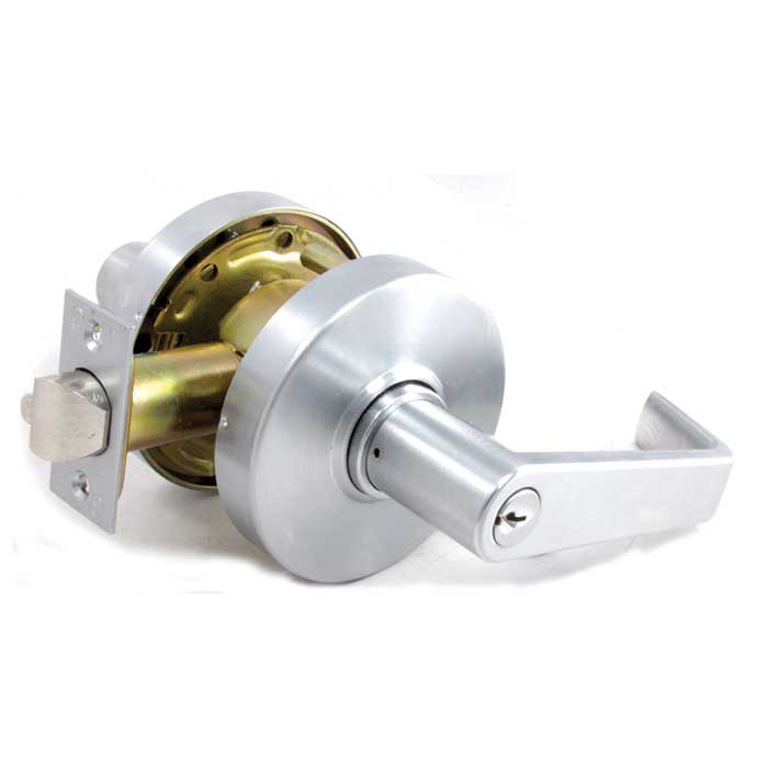 CL180-EL-L6-24-626-REX 24V Grade 1 Electrified Cylindrical Storeroom Clutch Lock with Request-to-Exit - Satin Chrome