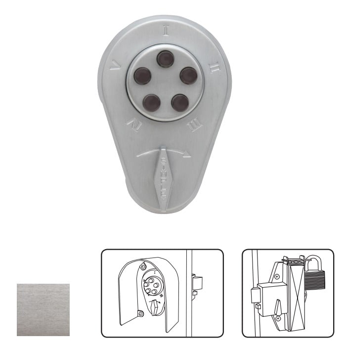 9290000-26D-41 900 Series Auxiliary Pushbutton Deadbolt Spring Latch with Thumb Turn - 626-US26D Satin Chrome
