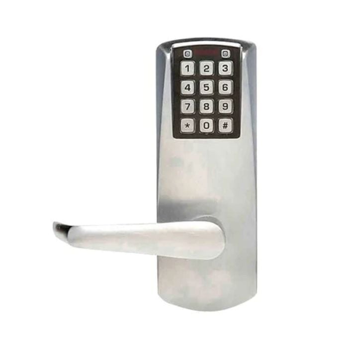 E2031-LL-26D-41 E-Plex 2000 Series Electronic Pushbutton Cylindrical Lever Lock with Solid & 2.75 in. Backset, 626-US26D Satin Chrome