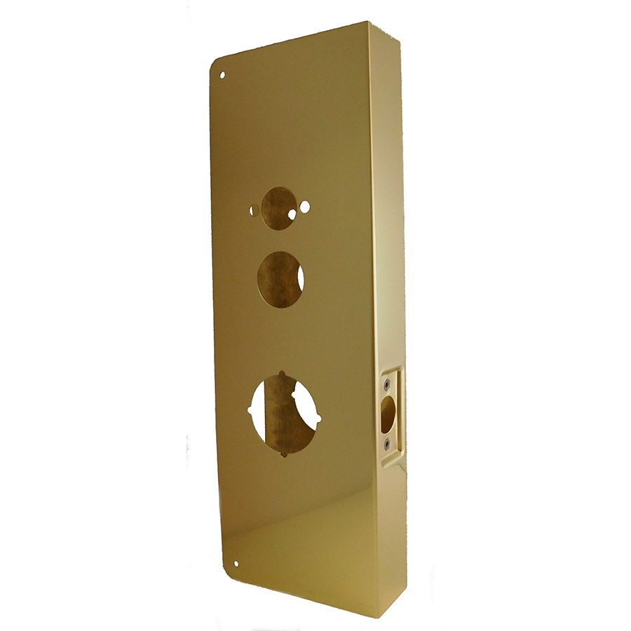 Don Jo Manufacturing 15-CW-PB 5 x 15 in. Wrap Around Plate for Simplex 1000 Series - Polished Brass