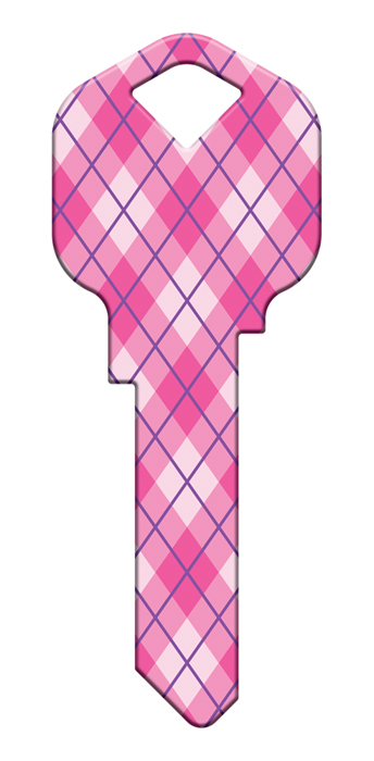 SC1-HK69 Pink Plaid Happy Key Blank