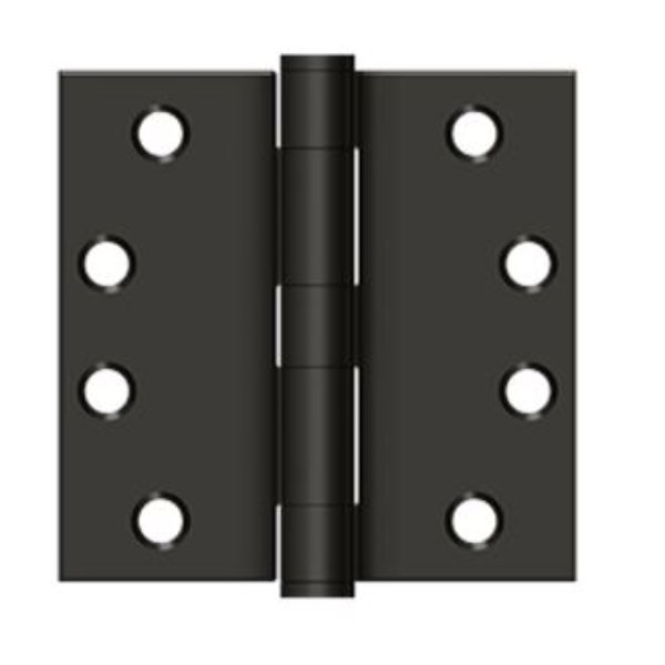 COM4040-10B 4 x 4 in. Square Corner Plain Bearing Commercial Steel Hinge - Oil Rubbed Dark Bronze