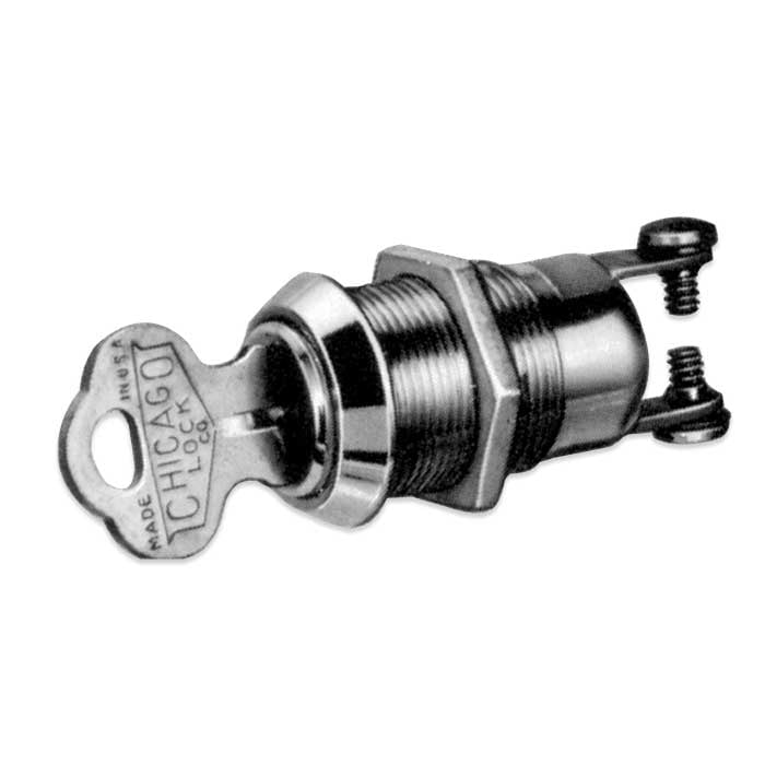 C2174-1DC-KD Chicago Maintained-Contact Switch Lock - Off Only - Keyed Different - Bright Polished Chrome