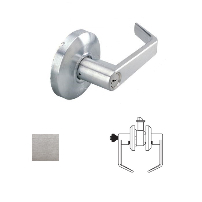 SL03-26D 3.8 in. Grade 2 Classroom Lever Lockset, 626-US26D Satin Chrome