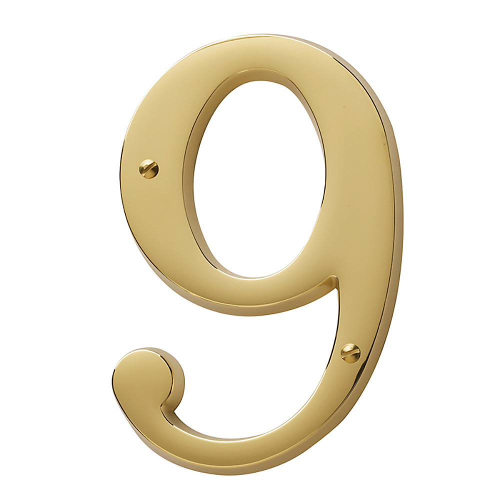 90679-003-CD House Number 9 - Lifetime PVD Polished Brass