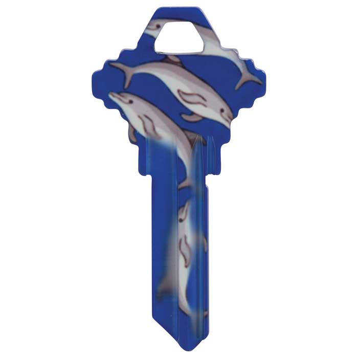 SC1-HK13 0.95 in. Happy Keys Dolphins Key Blank