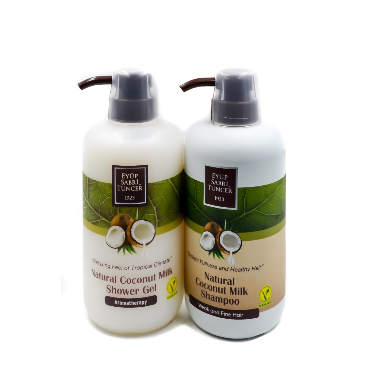 Picture of Eyup Sabri Tuncer EST-COMBO-SHAMPOONSHWGEL-COCO-600 Eyup Sabri Tuncer Natural Coconut Milk Hair Care Basics Set - Shampoo & Shower Gel